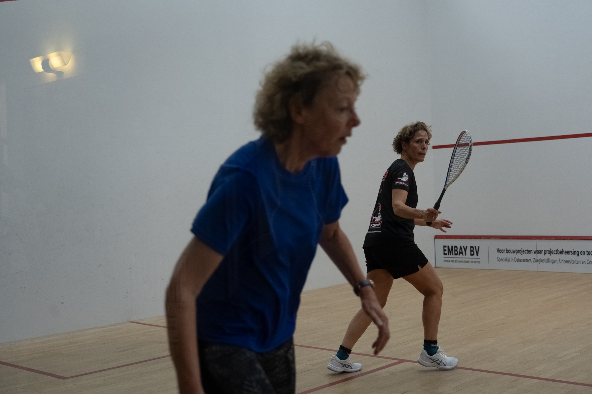 Two players during a rally